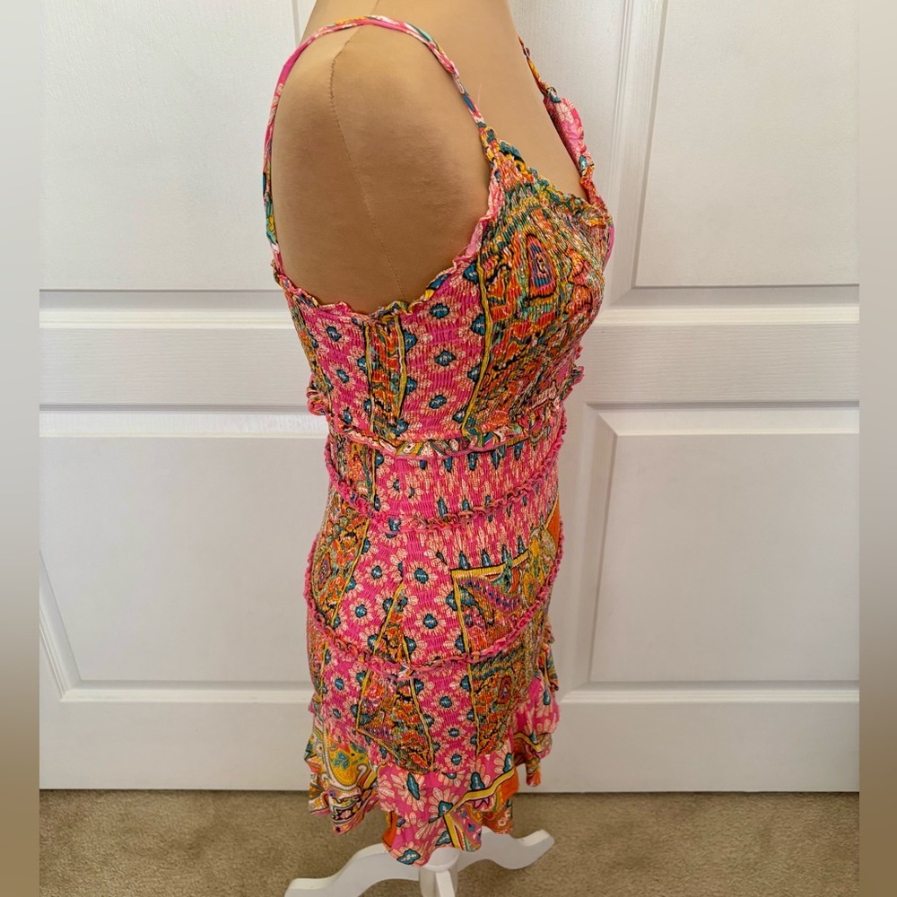 Olivaceous Multicolor Smocked Mini Dress | Size M - Picture 5 of 11